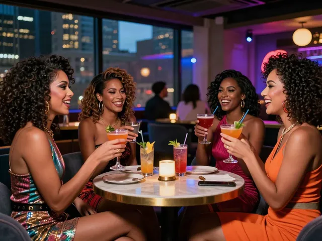 Kicks of fun and connection with קוקסינליות במרכז socializing in a trendy bar.